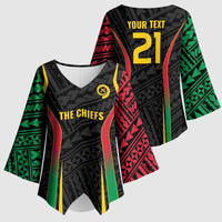 Custom Oceania Football Vanuatu Kimono Sleeve Blouse Polynesian Tribal Pattern