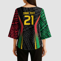 Custom Oceania Football Vanuatu Kimono Sleeve Blouse Polynesian Tribal Pattern