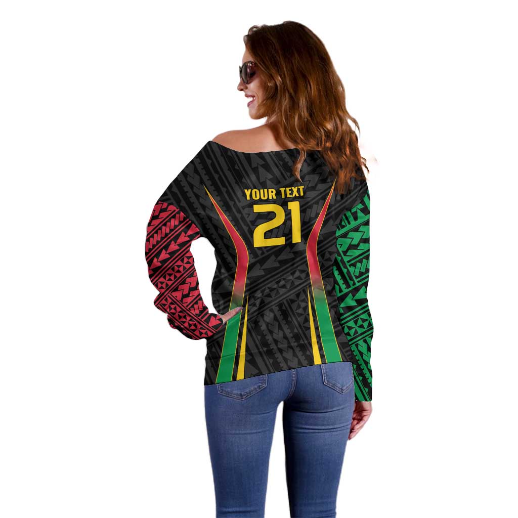 Custom Oceania Football Vanuatu Off Shoulder Sweater Polynesian Tribal Pattern