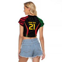 Custom Oceania Football Vanuatu Raglan Cropped T Shirt Polynesian Tribal Pattern