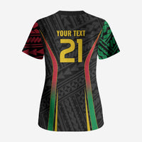 Custom Oceania Football Vanuatu Scrub Top Polynesian Tribal Pattern
