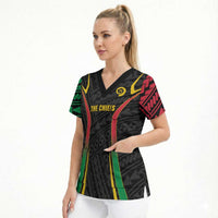 Custom Oceania Football Vanuatu Scrub Top Polynesian Tribal Pattern