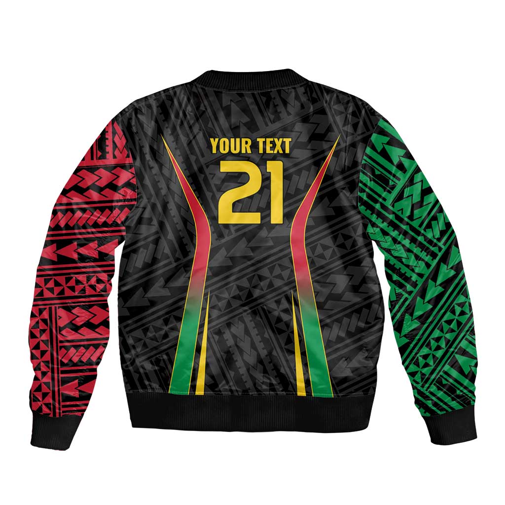 Custom Oceania Football Vanuatu Sleeve Zip Bomber Jacket Polynesian Tribal Pattern