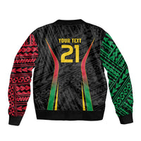 Custom Oceania Football Vanuatu Sleeve Zip Bomber Jacket Polynesian Tribal Pattern