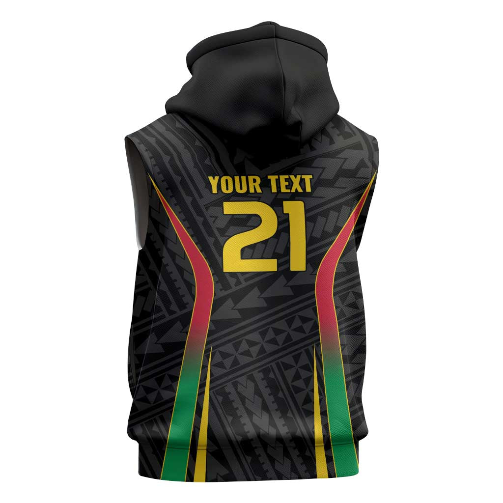 Custom Oceania Football Vanuatu Sleeveless Zip Hoodie Polynesian Tribal Pattern