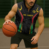 Custom Oceania Football Vanuatu Sleeveless Zip Hoodie Polynesian Tribal Pattern