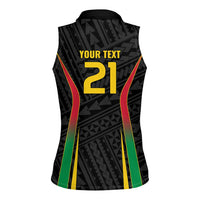 Custom Oceania Football Vanuatu Women Sleeveless Polo Shirt Polynesian Tribal Pattern