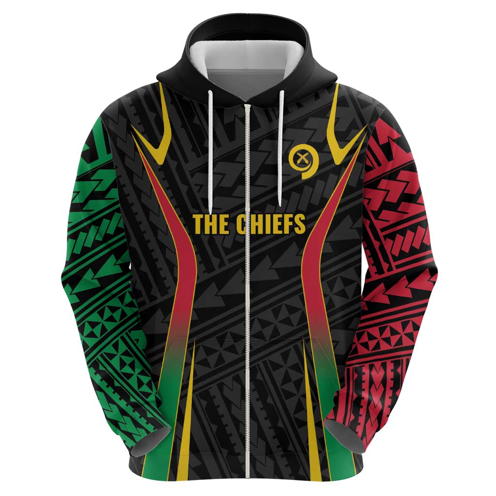 Custom Oceania Football Vanuatu Zip Hoodie Polynesian Tribal Pattern