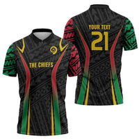 Custom Oceania Football Vanuatu Zipper Polo Shirt Polynesian Tribal Pattern