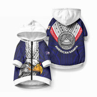 American Samoa Pet Hoodie Bald Eagle with Polynesian Pattern LT9 Zip-up Blue - Polynesian Pride