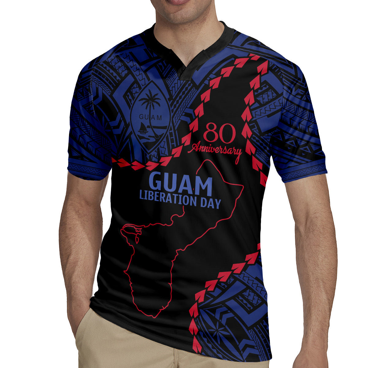 Personalized Guam 80th Anniversary Liberation Day Rugby Jersey Guahan Basic Seal