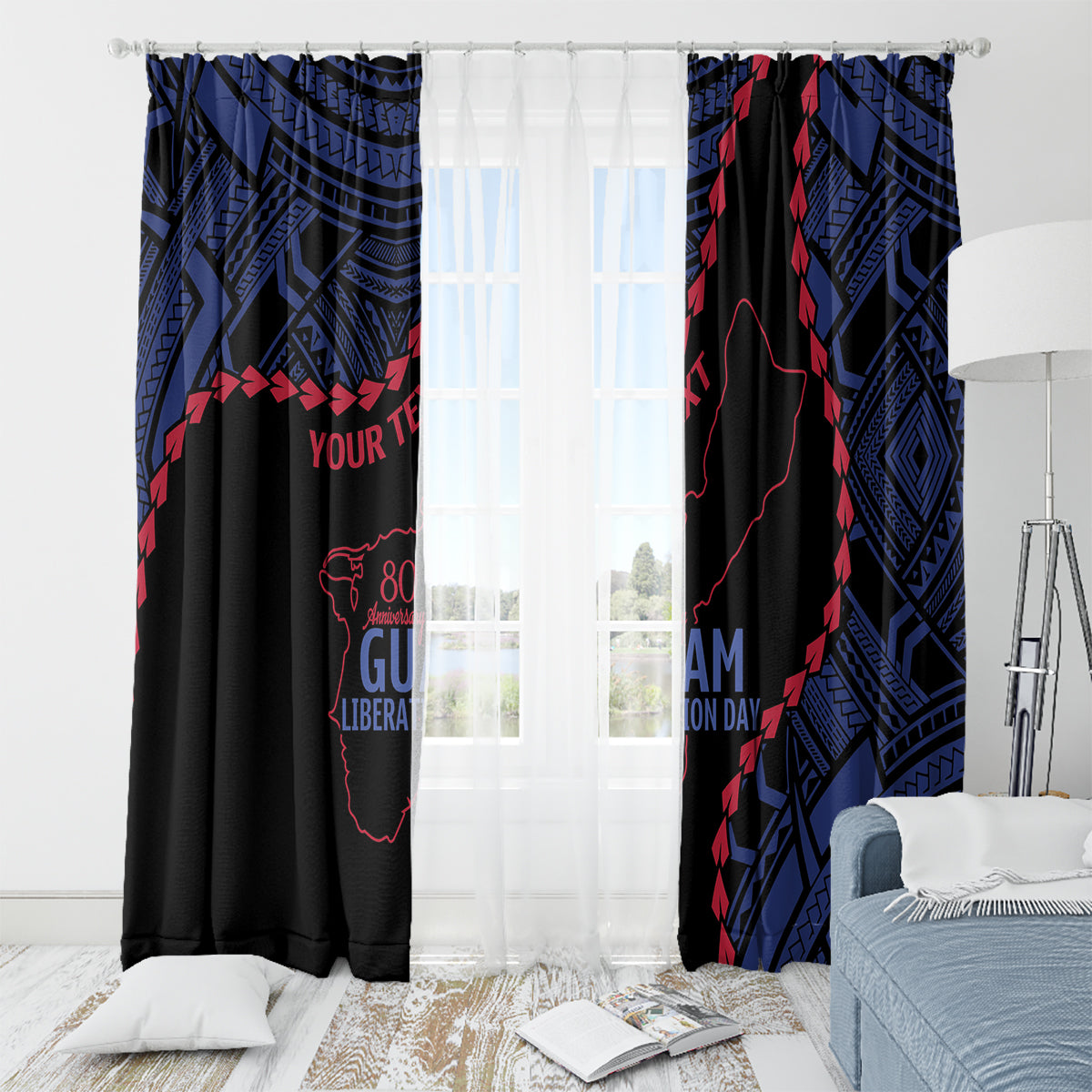 Personalized Guam 80th Anniversary Liberation Day Window Curtain Guahan Basic Seal