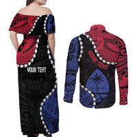Personalized Guam 80th Anniversary Liberation Day Couples Matching Off Shoulder Maxi Dress and Long Sleeve Button Shirt Tano I Man Chamoru Since 1944