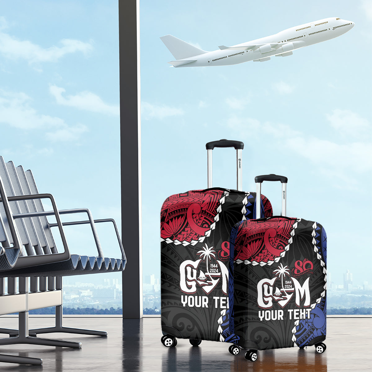 Personalized Guam 80th Anniversary Liberation Day Luggage Cover Tano I Man Chamoru Since 1944