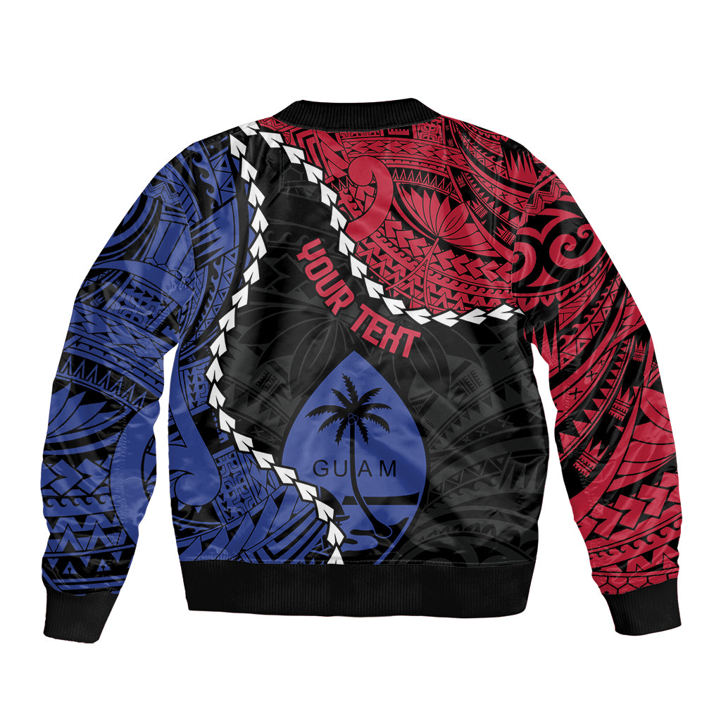 Personalized Guam 80th Anniversary Liberation Day Sleeve Zip Bomber Jacket Tano I Man Chamoru Since 1944