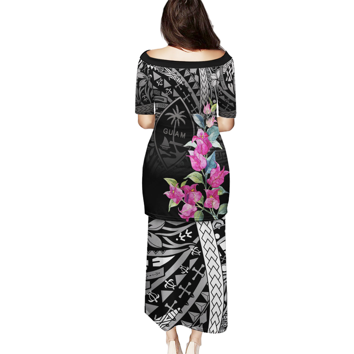 Guahan Puti Tai Nobiu Family Matching Puletasi and Hawaiian Shirt Guam Bougainvillea Flower Art LT9 - Polynesian Pride