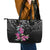 Guahan Puti Tai Nobiu Leather Tote Bag Guam Bougainvillea Flower Art