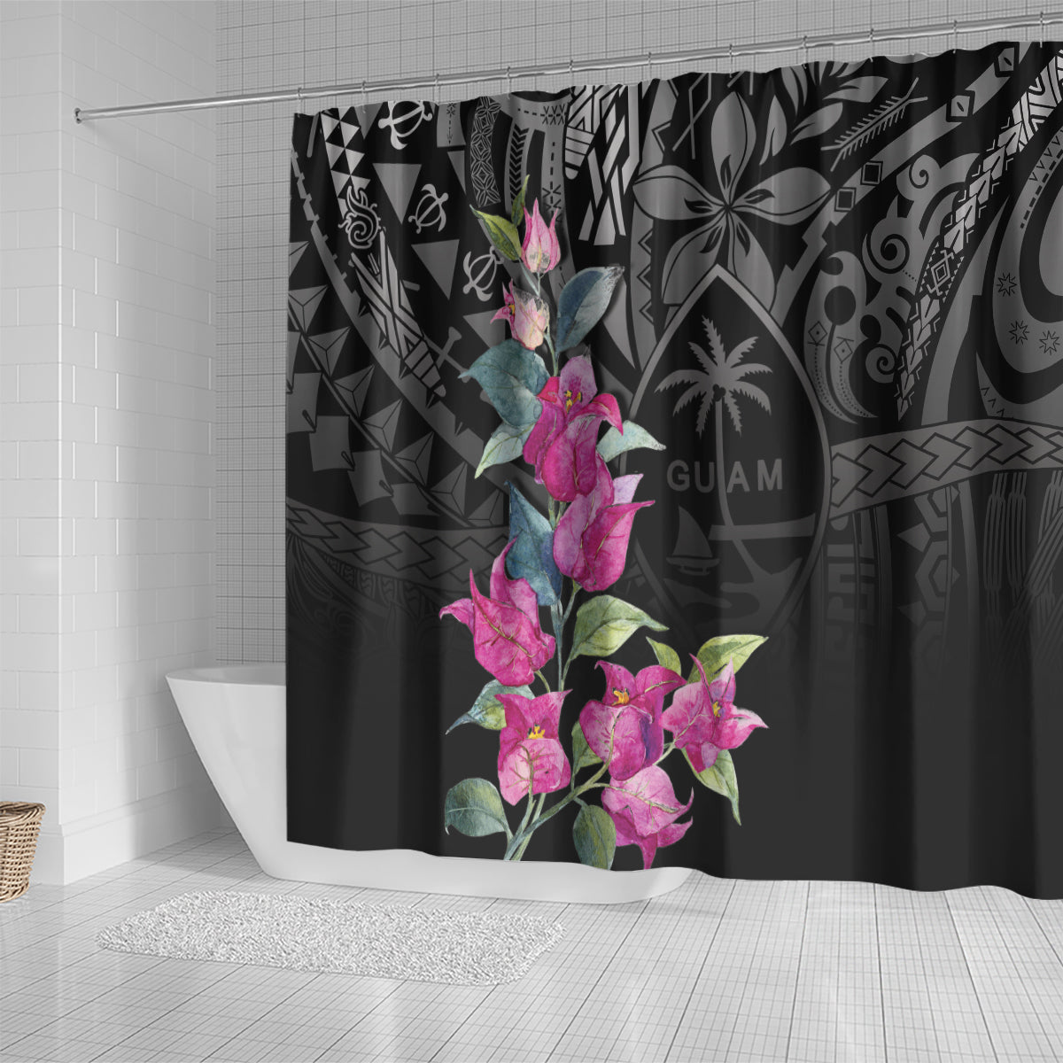 Guahan Puti Tai Nobiu Shower Curtain Guam Bougainvillea Flower Art