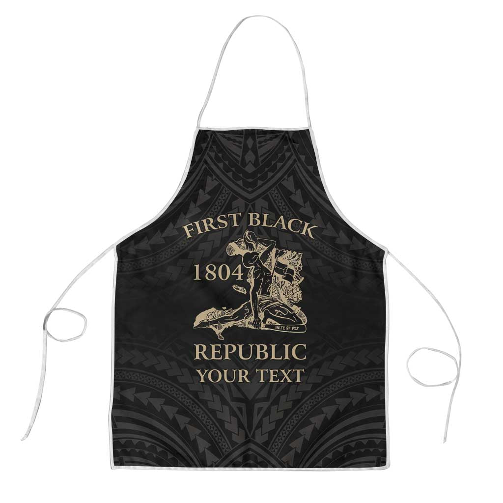 Personalized Haiti First Black Republic Apron Negre Marron With Map And Flag - Polynesian Pride