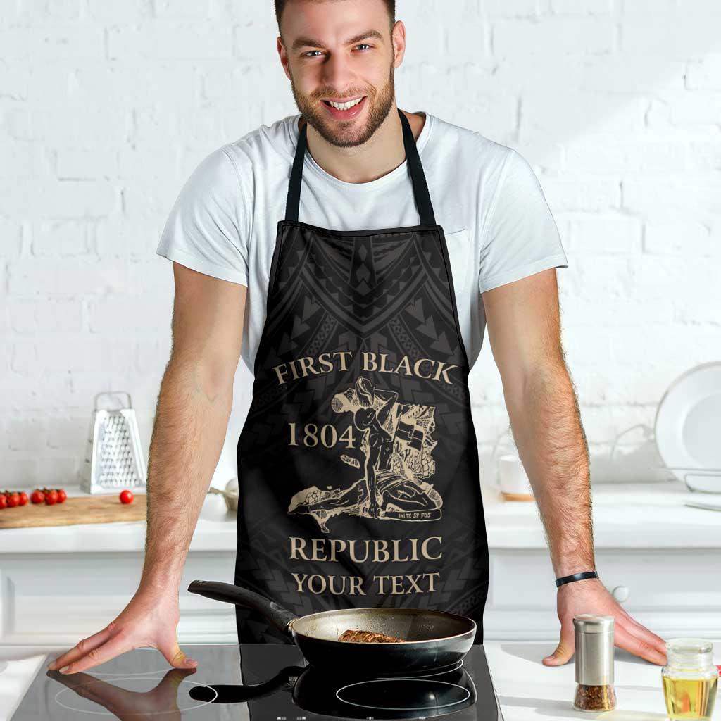 Personalized Haiti First Black Republic Apron Negre Marron With Map And Flag - Polynesian Pride