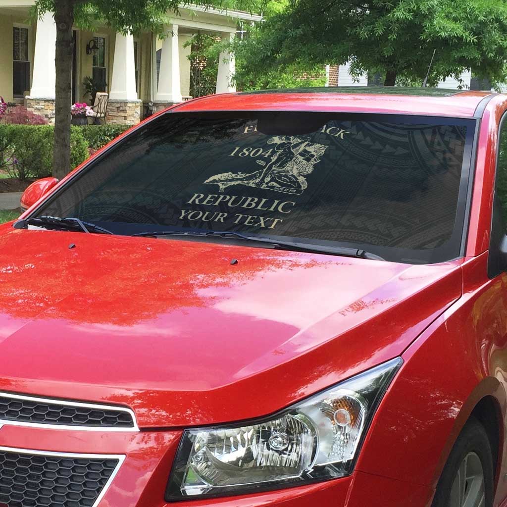 Personalized Haiti First Black Republic Auto Sun Shade Negre Marron With Map And Flag - Polynesian Pride