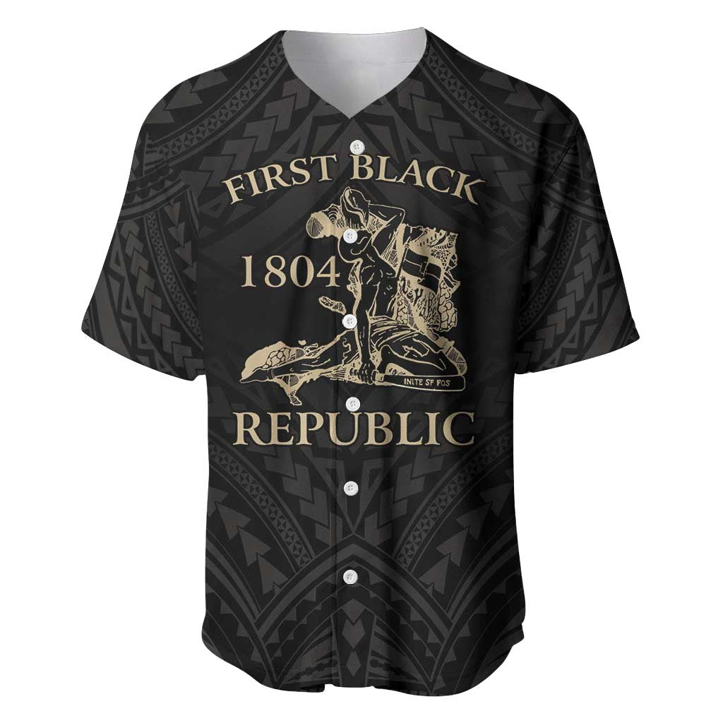 Personalized Haiti First Black Republic Baseball Jersey Negre Marron With Map And Flag LT9 Black - Polynesian Pride