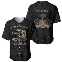 Personalized Haiti First Black Republic Baseball Jersey Negre Marron With Map And Flag LT9 - Polynesian Pride