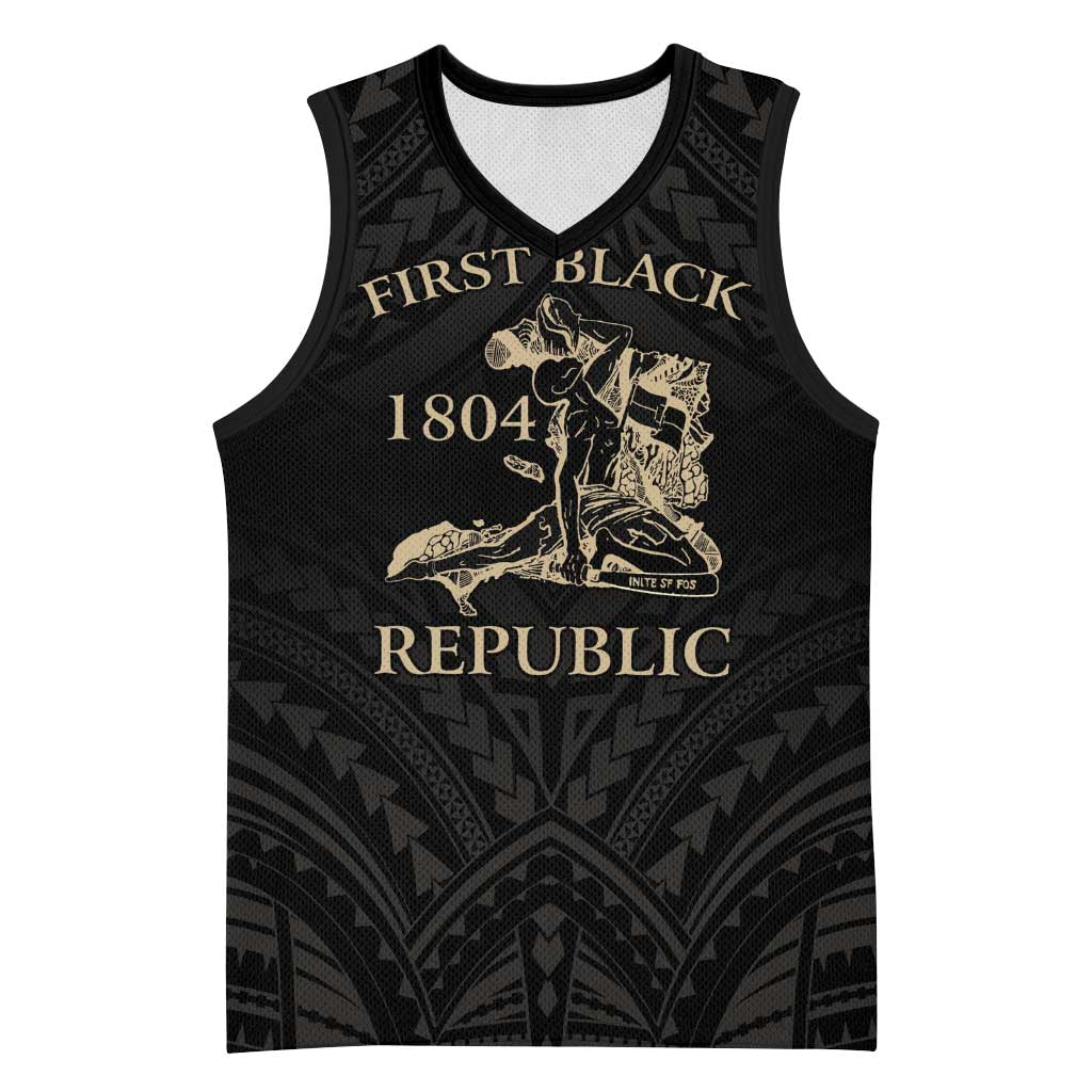 Personalized Haiti First Black Republic Basketball Jersey Negre Marron With Map And Flag - Polynesian Pride