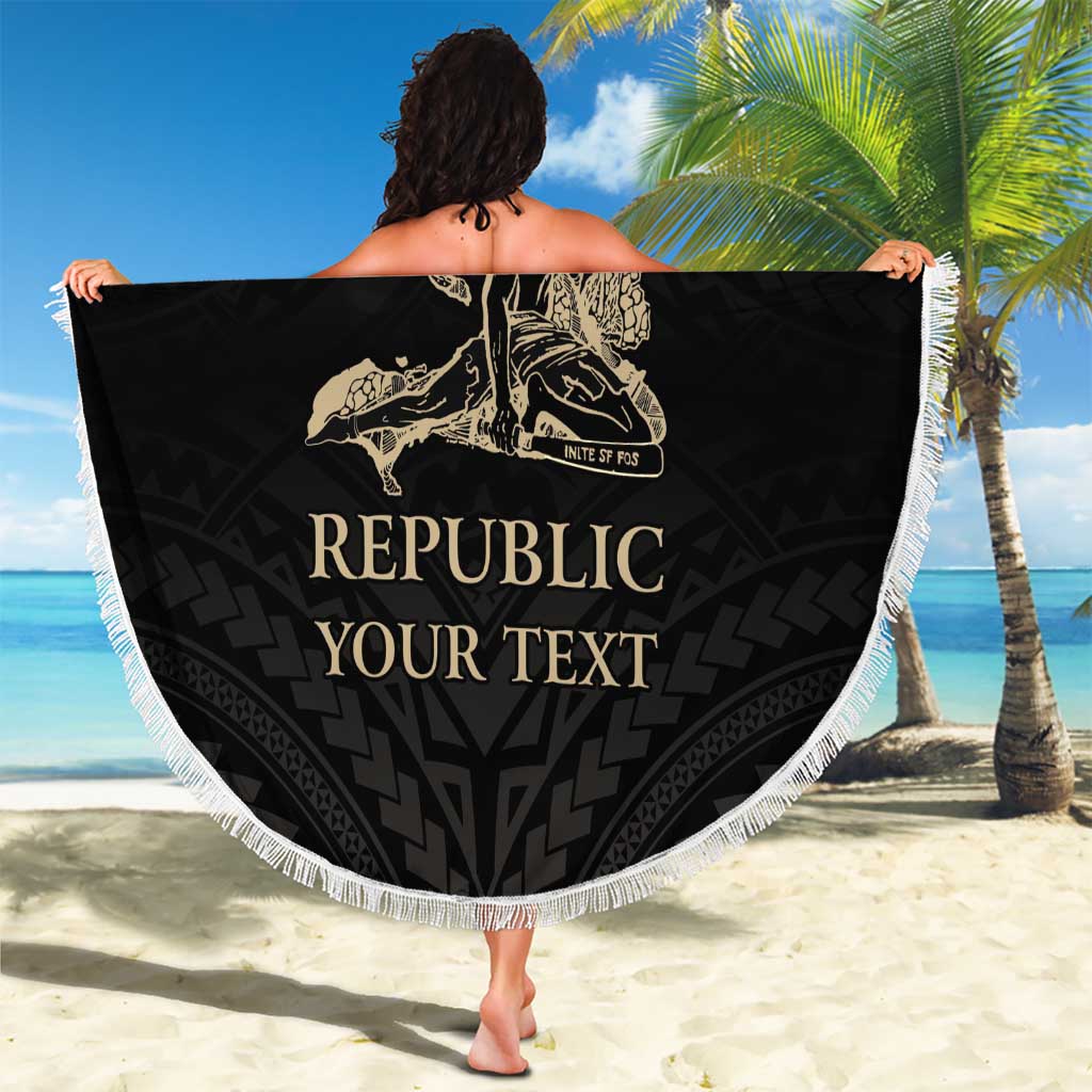 Personalized Haiti First Black Republic Beach Blanket Negre Marron With Map And Flag