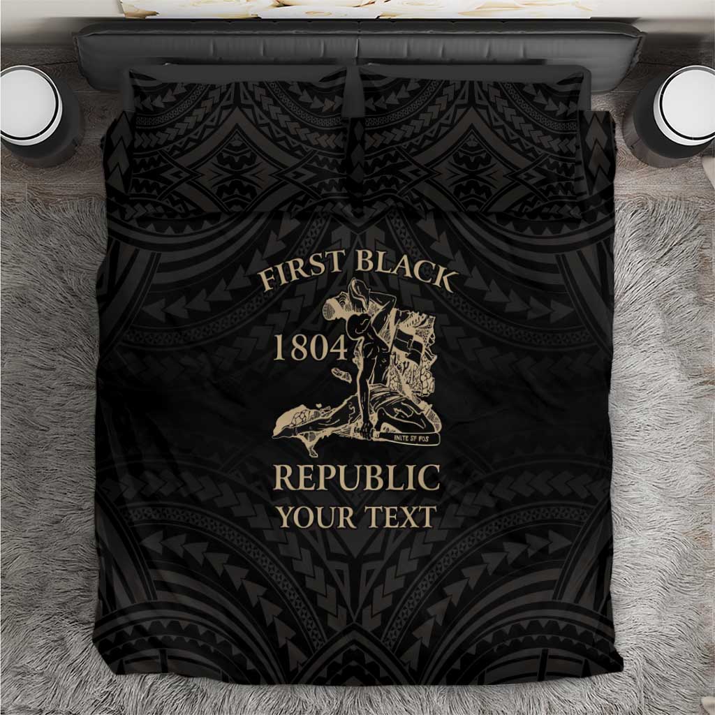 Personalized Haiti First Black Republic Bedding Set Negre Marron With Map And Flag