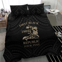 Personalized Haiti First Black Republic Bedding Set Negre Marron With Map And Flag