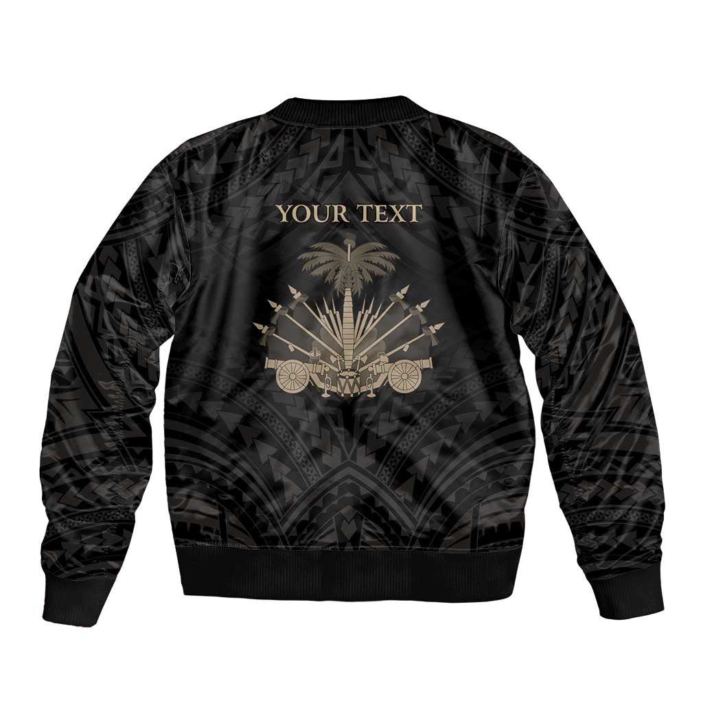 Personalized Haiti First Black Republic Bomber Jacket Negre Marron With Map And Flag