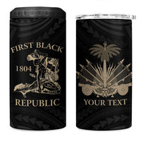 Personalized Haiti First Black Republic 4 in 1 Can Cooler Tumbler Negre Marron With Map And Flag