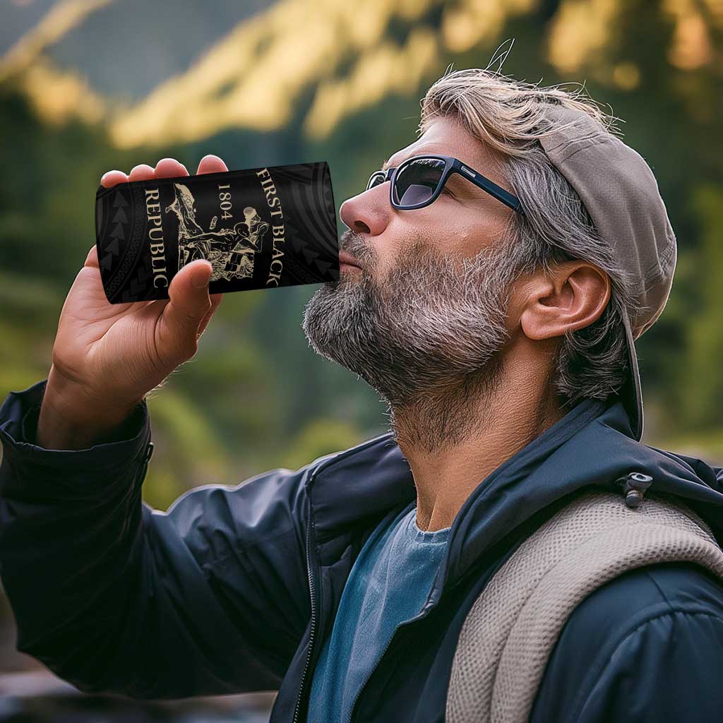 Personalized Haiti First Black Republic 4 in 1 Can Cooler Tumbler Negre Marron With Map And Flag