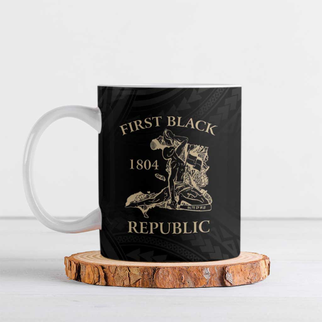 Personalized Haiti First Black Republic Ceramic Mug Negre Marron With Map And Flag - Polynesian Pride