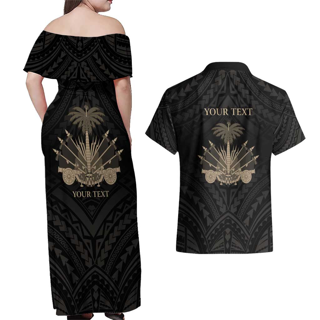 Personalized Haiti First Black Republic Couples Matching Off Shoulder Maxi Dress and Hawaiian Shirt Negre Marron With Map And Flag LT9 - Polynesian Pride