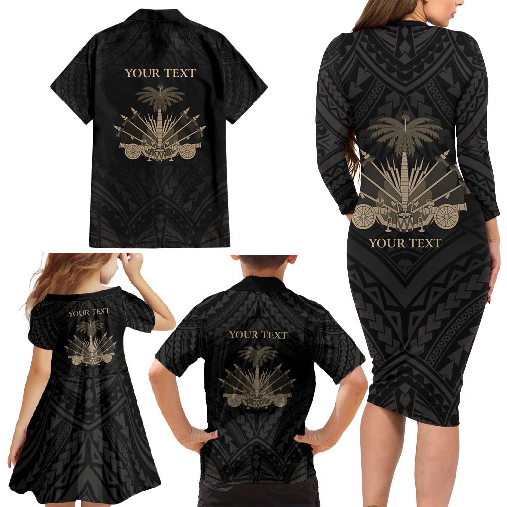 Personalized Haiti First Black Republic Family Matching Long Sleeve Bodycon Dress and Hawaiian Shirt Negre Marron With Map And Flag LT9 - Polynesian Pride