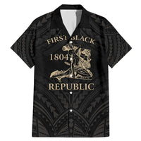 Personalized Haiti First Black Republic Family Matching Mermaid Dress and Hawaiian Shirt Negre Marron With Map And Flag LT9 Dad's Shirt - Short Sleeve Black - Polynesian Pride