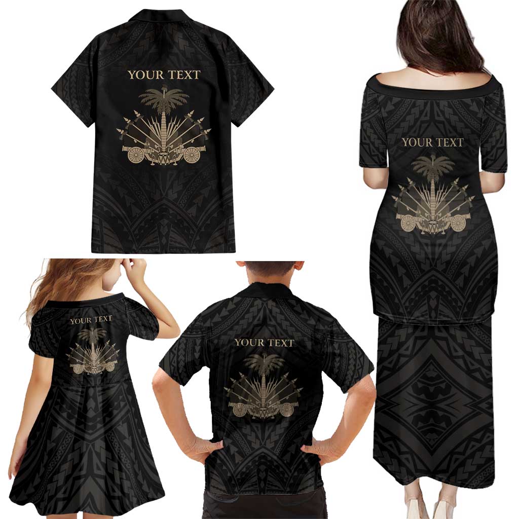 Personalized Haiti First Black Republic Family Matching Puletasi and Hawaiian Shirt Negre Marron With Map And Flag