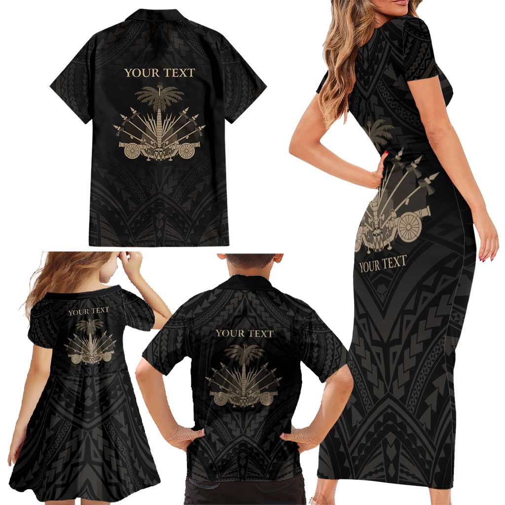 Personalized Haiti First Black Republic Family Matching Short Sleeve Bodycon Dress and Hawaiian Shirt Negre Marron With Map And Flag LT9 - Polynesian Pride