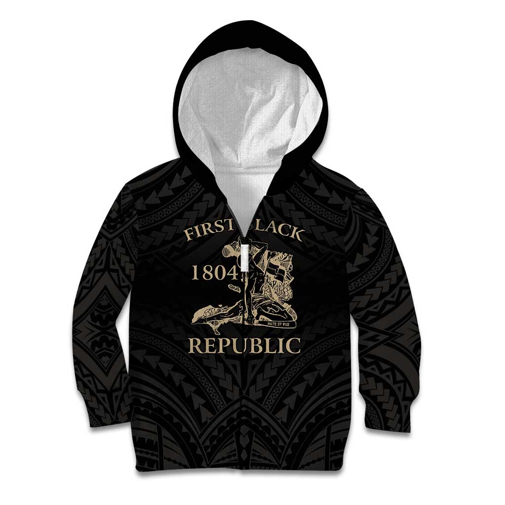 Personalized Haiti First Black Republic Kid Hoodie Negre Marron With Map And Flag