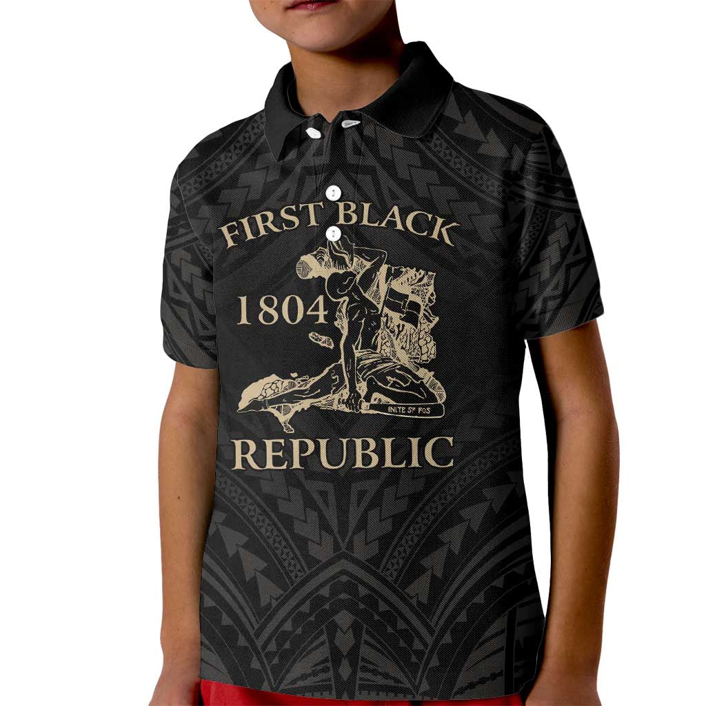 Personalized Haiti First Black Republic Kid Polo Shirt Negre Marron With Map And Flag