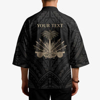 Personalized Haiti First Black Republic Kimono Negre Marron With Map And Flag - Polynesian Pride