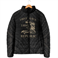 Personalized Haiti First Black Republic Padded Jacket Negre Marron With Map And Flag - Polynesian Pride