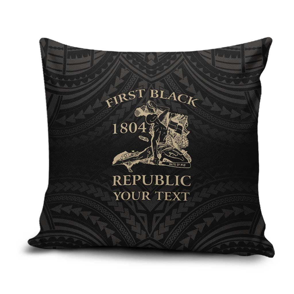 Personalized Haiti First Black Republic Pillow Cover Negre Marron With Map And Flag - Polynesian Pride