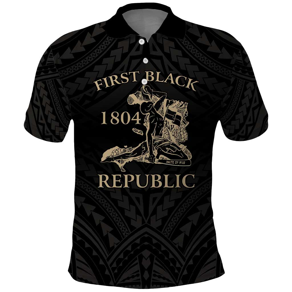 Personalized Haiti First Black Republic Polo Shirt Negre Marron With Map And Flag