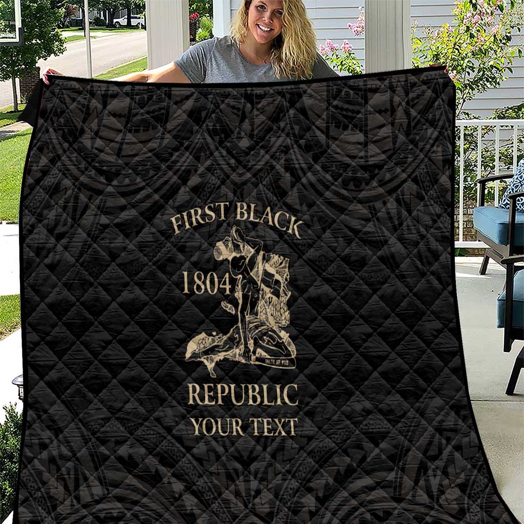 Personalized Haiti First Black Republic Quilt Negre Marron With Map And Flag LT9 Black - Polynesian Pride