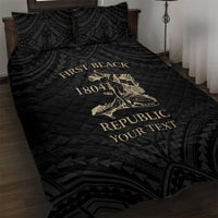Personalized Haiti First Black Republic Quilt Bed Set Negre Marron With Map And Flag