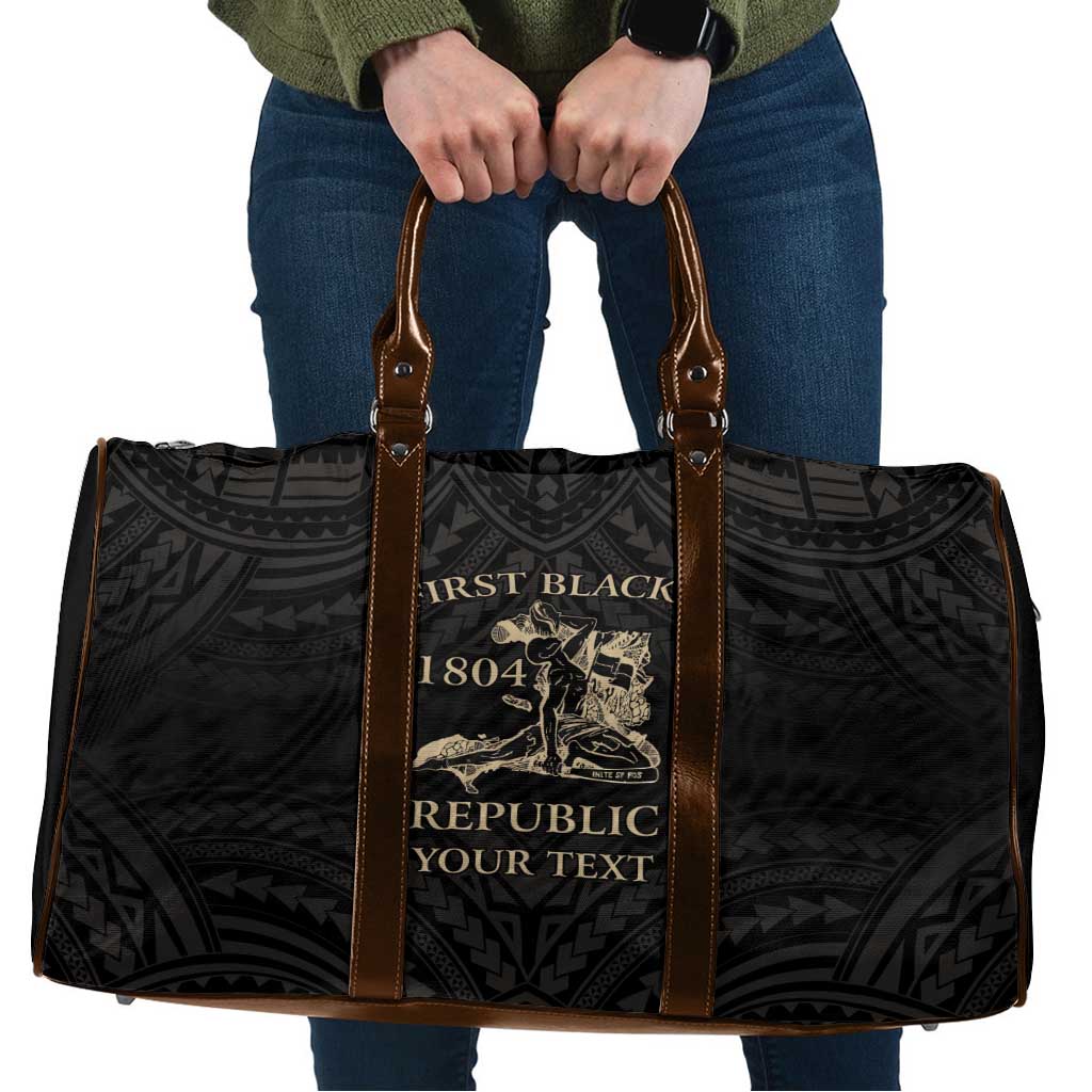 Personalized Haiti First Black Republic Travel Bag Negre Marron With Map And Flag - Polynesian Pride