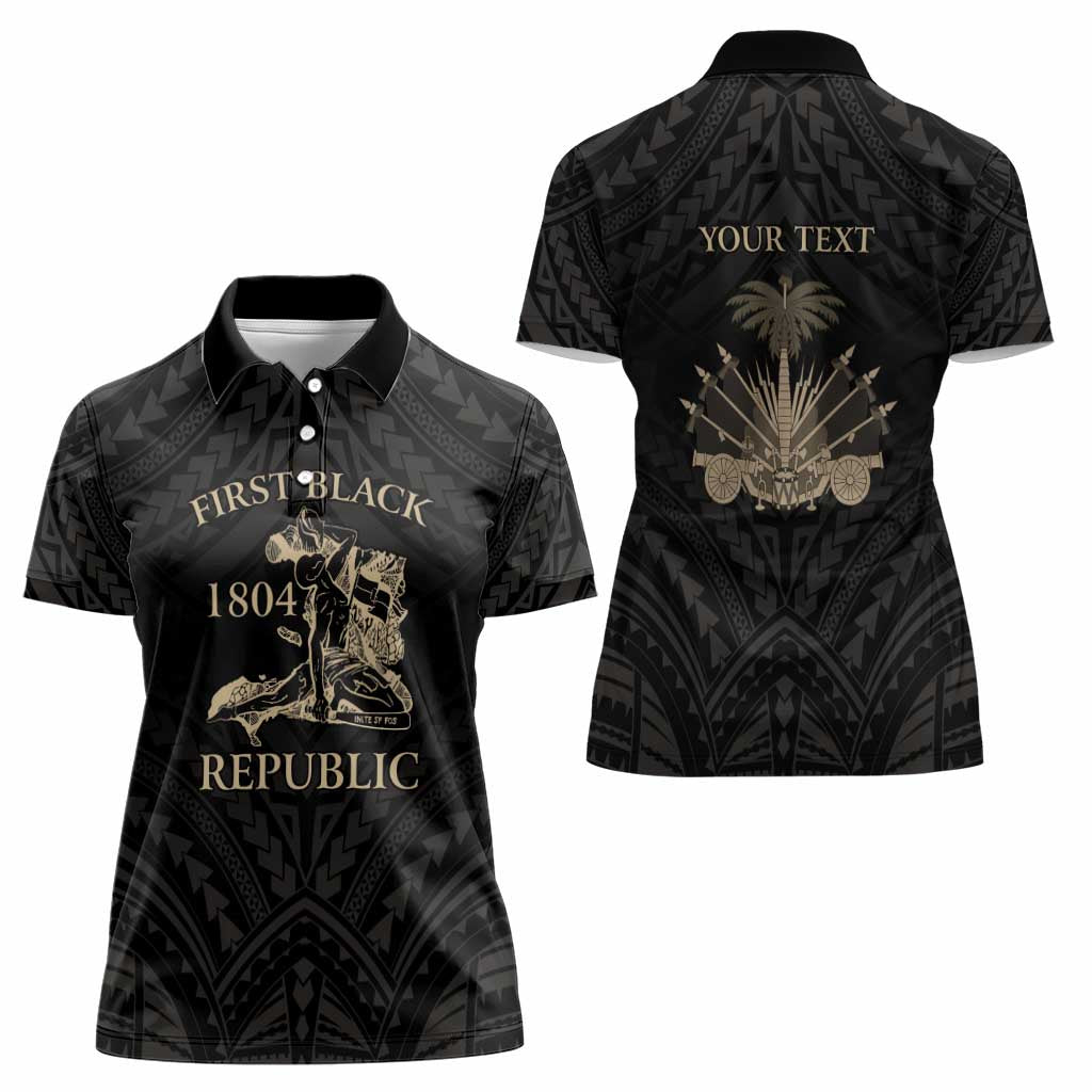 Personalized Haiti First Black Republic Women Polo Shirt Negre Marron With Map And Flag